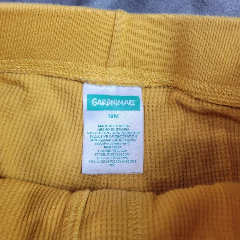 Garanimals‎ Baby 18M Yellow Waffle Knit Thermal Bodysuit and Pants Set